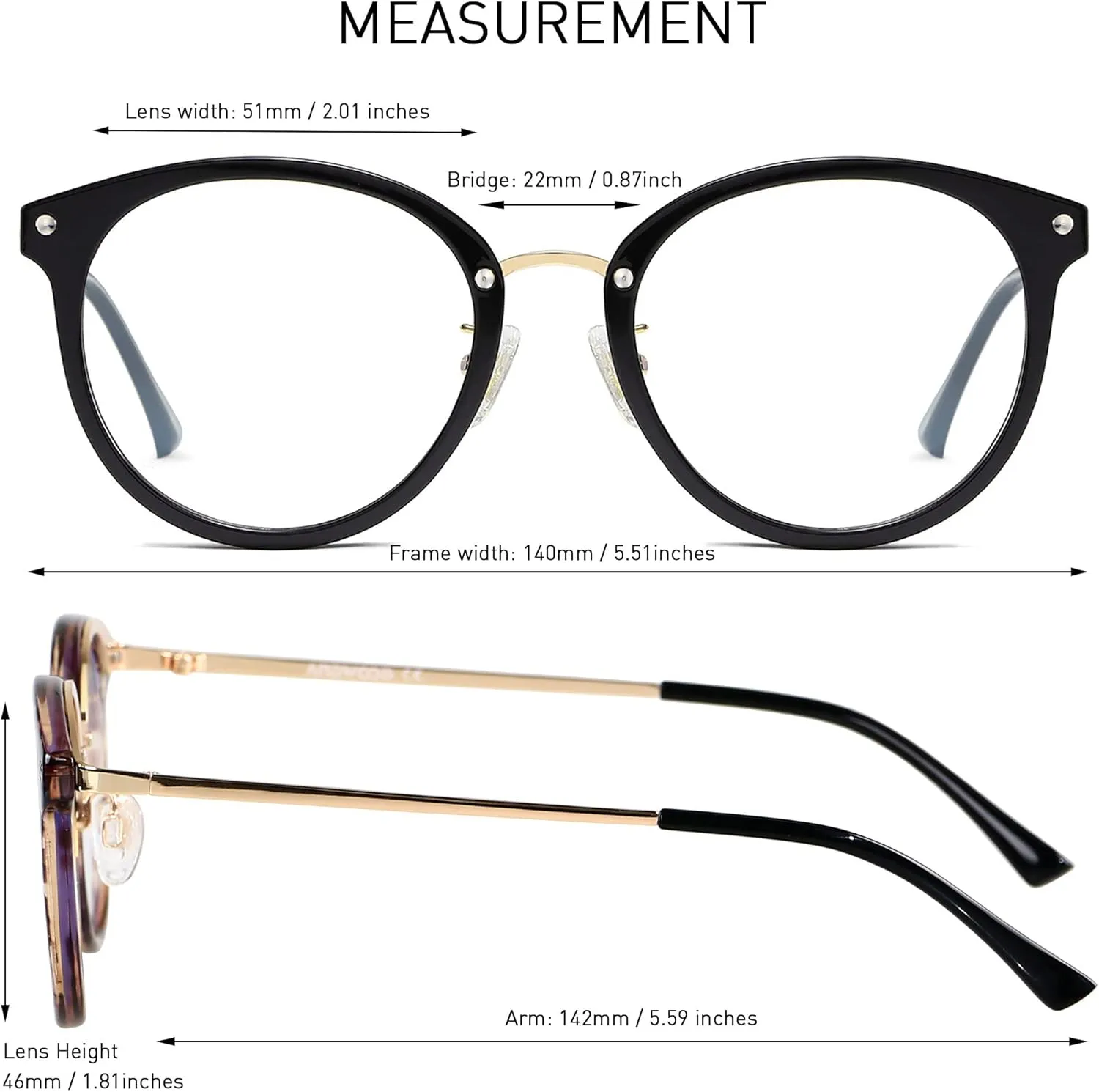 ANDWOOD Blue Light Blocking Glasses Women Computer Screen Oversized Bluelight Blocker for Big Heads Anti Eye Strain