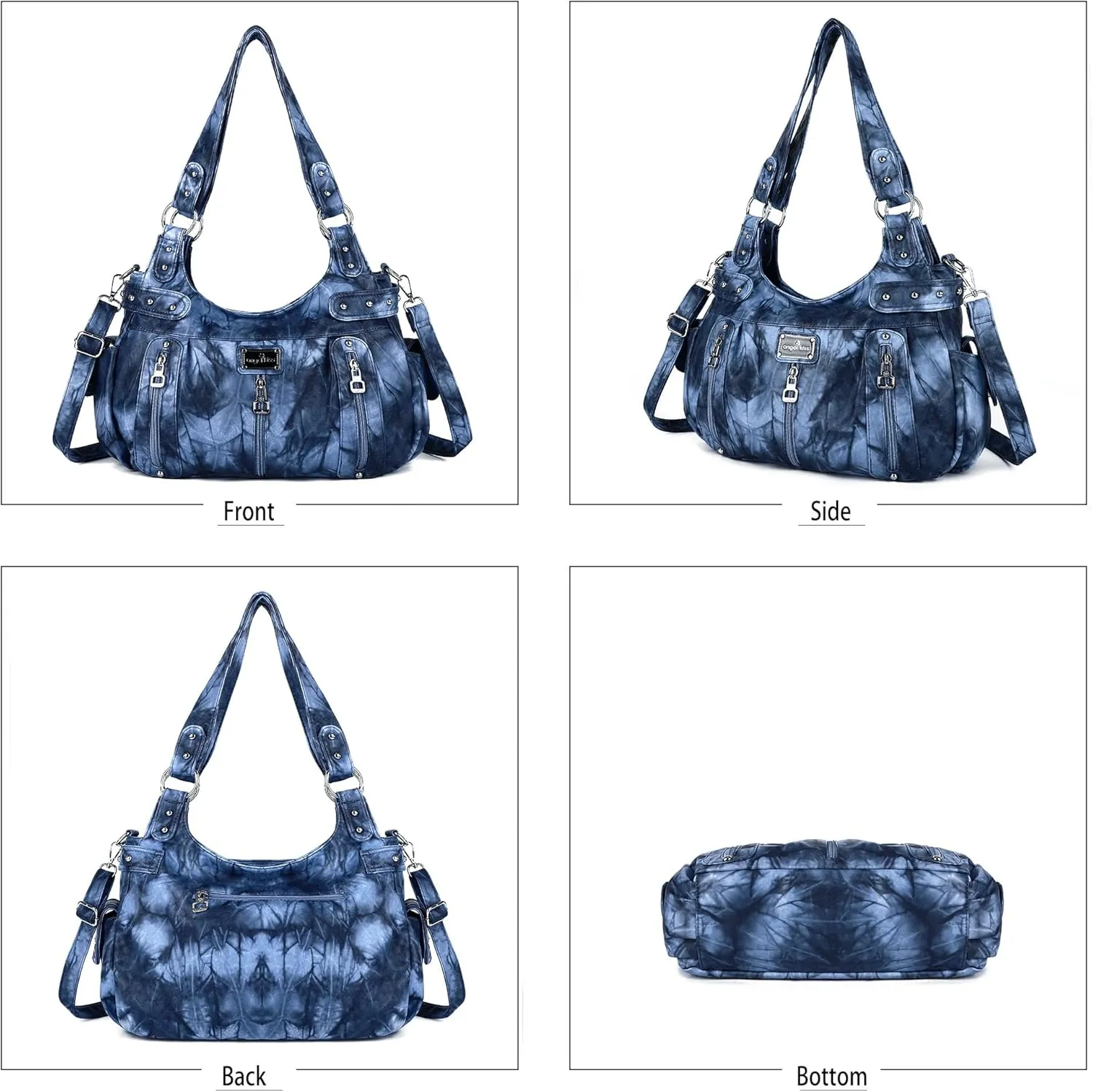 Angelkiss Large Purses and Handbags for Women Washed Faux Leather Crossbody Hobo Satchel Shoulder Handbag Tote Purse