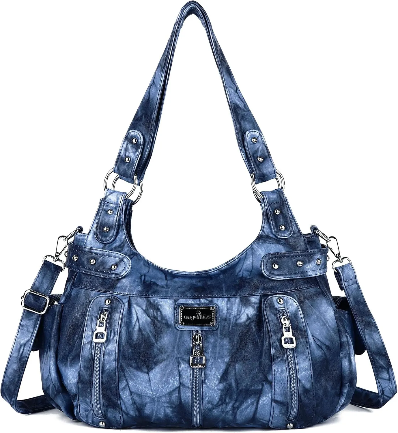 Angelkiss Large Purses and Handbags for Women Washed Faux Leather Crossbody Hobo Satchel Shoulder Handbag Tote Purse