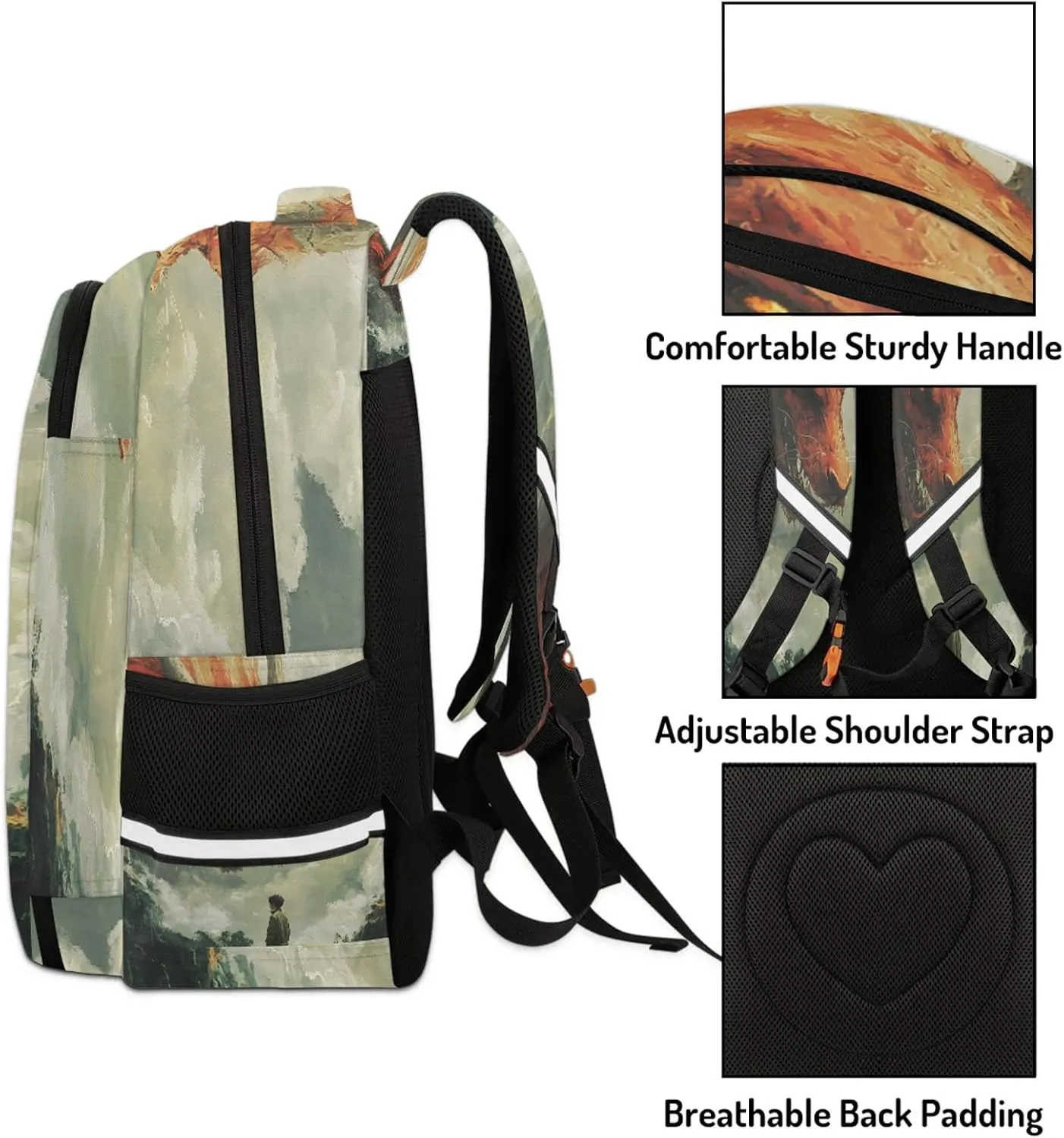 Animal Dragon Travel Backpack Waterproof Laptop Shoulder Bag with Adjustable Strap Casual Hiking Gym Travel Daypack