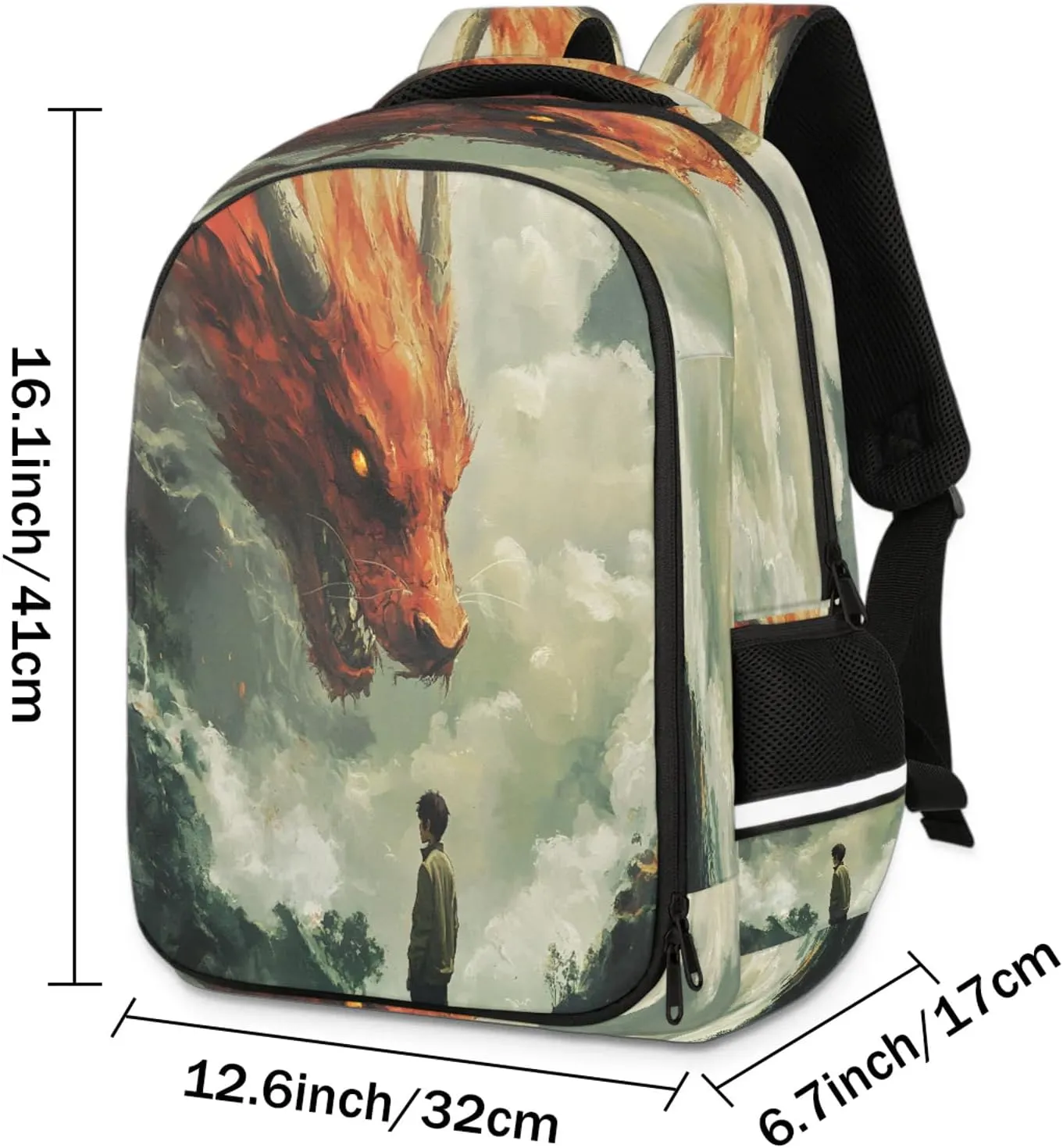 Animal Dragon Travel Backpack Waterproof Laptop Shoulder Bag with Adjustable Strap Casual Hiking Gym Travel Daypack