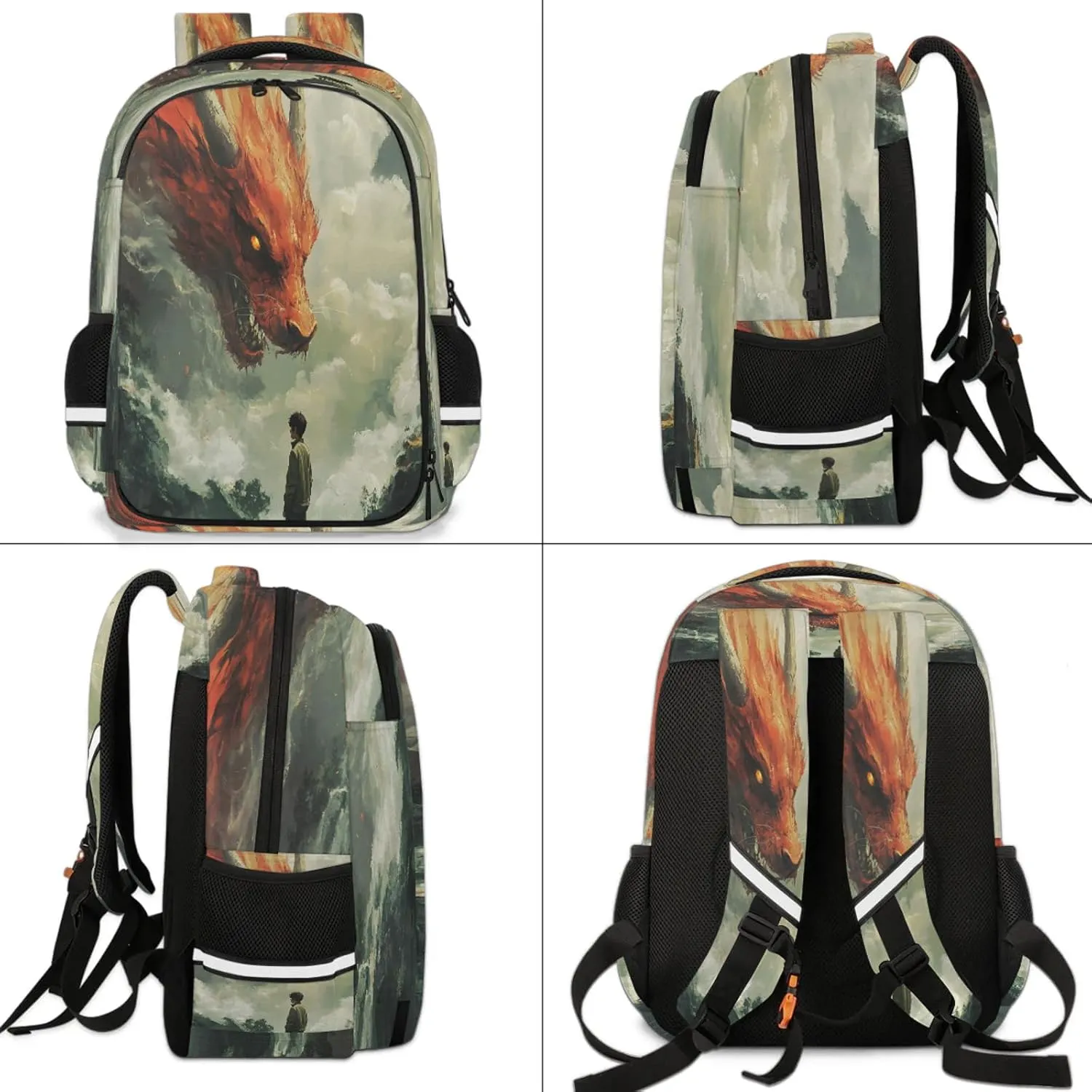 Animal Dragon Travel Backpack Waterproof Laptop Shoulder Bag with Adjustable Strap Casual Hiking Gym Travel Daypack