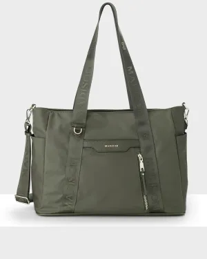 Anita Large Nylon Tote Bag with Monogram Webbing Strap