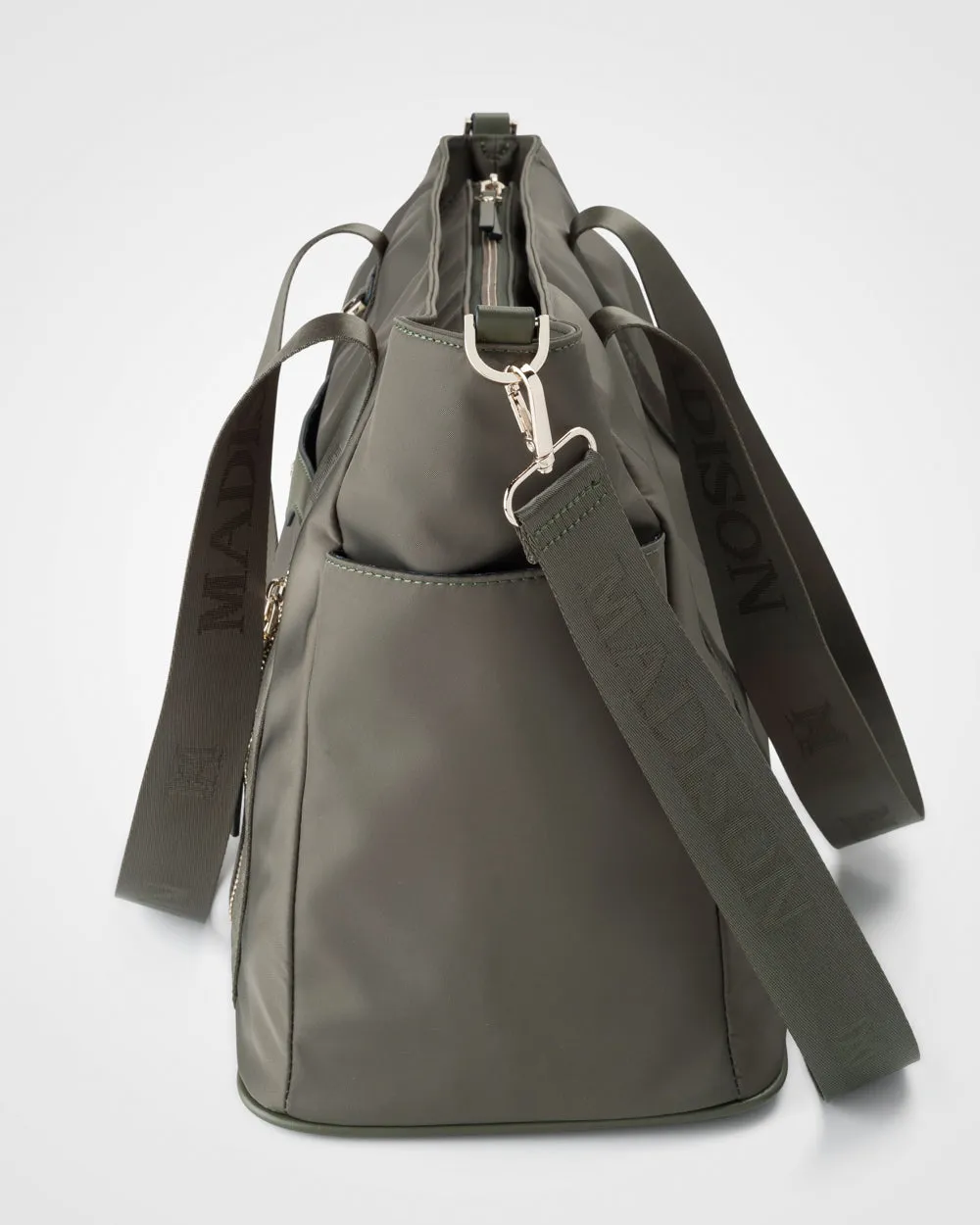 Anita Large Nylon Tote Bag with Monogram Webbing Strap