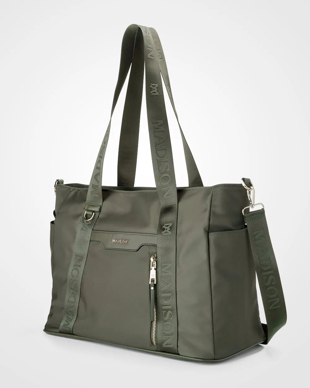 Anita Large Nylon Tote Bag with Monogram Webbing Strap