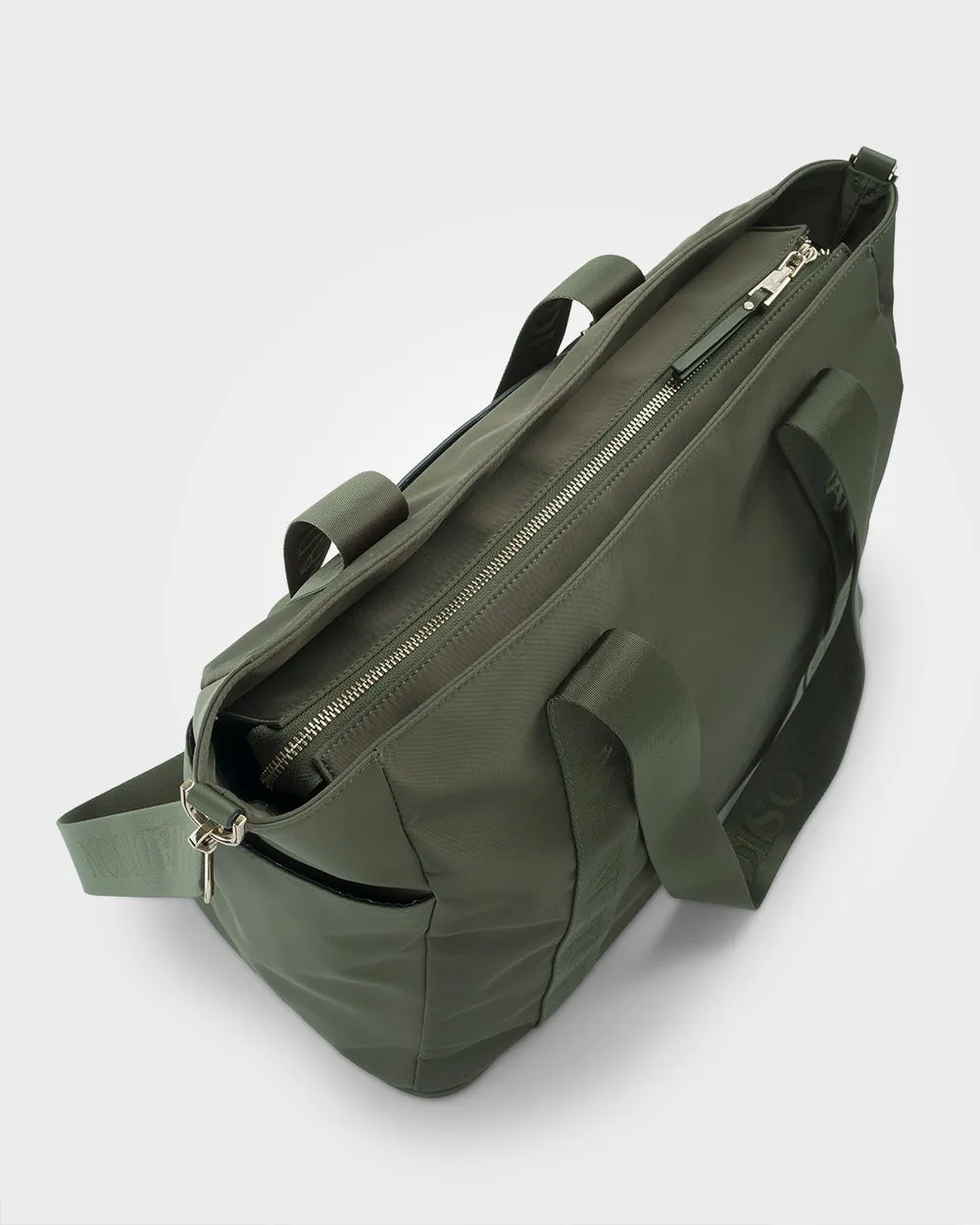 Anita Large Nylon Tote Bag with Monogram Webbing Strap