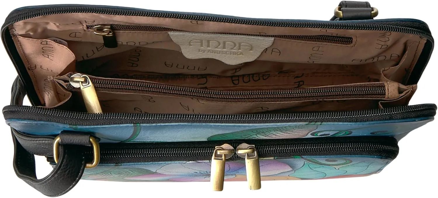 Anna by Anuschka Handpainted Leather Women's Zip Around Organizer Cross Body