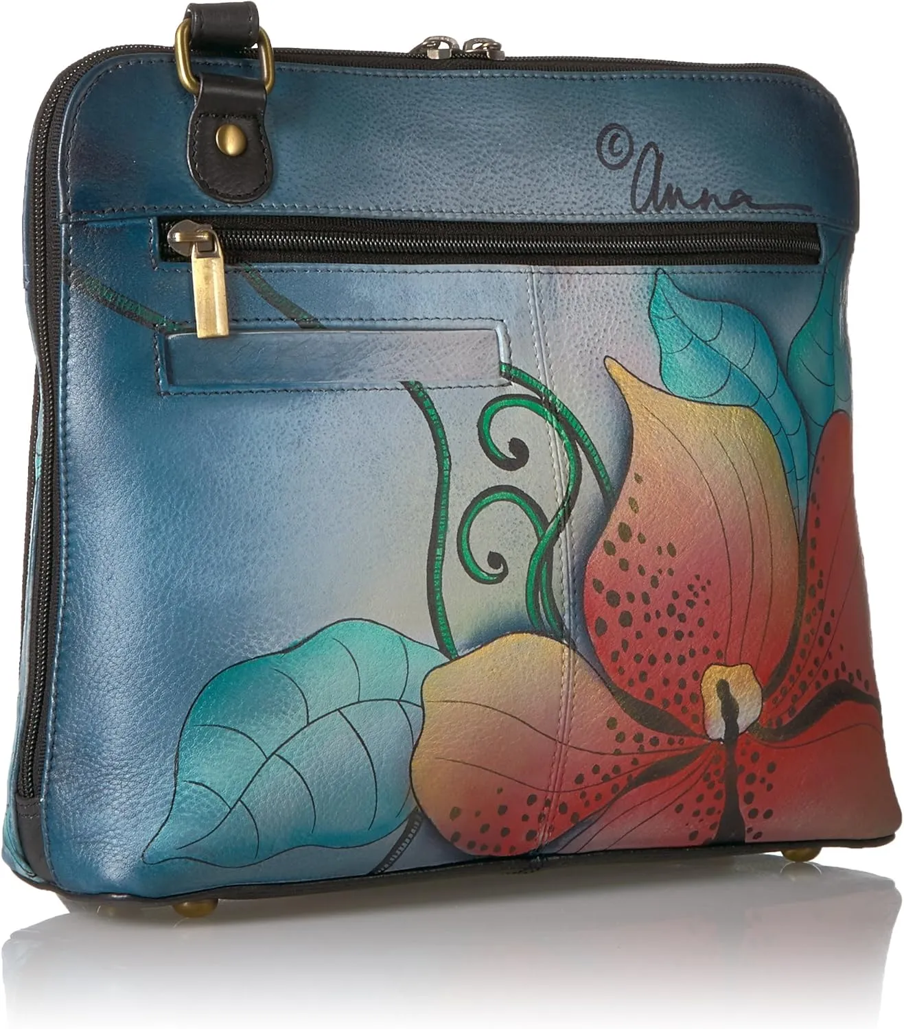 Anna by Anuschka Handpainted Leather Women's Zip Around Organizer Cross Body
