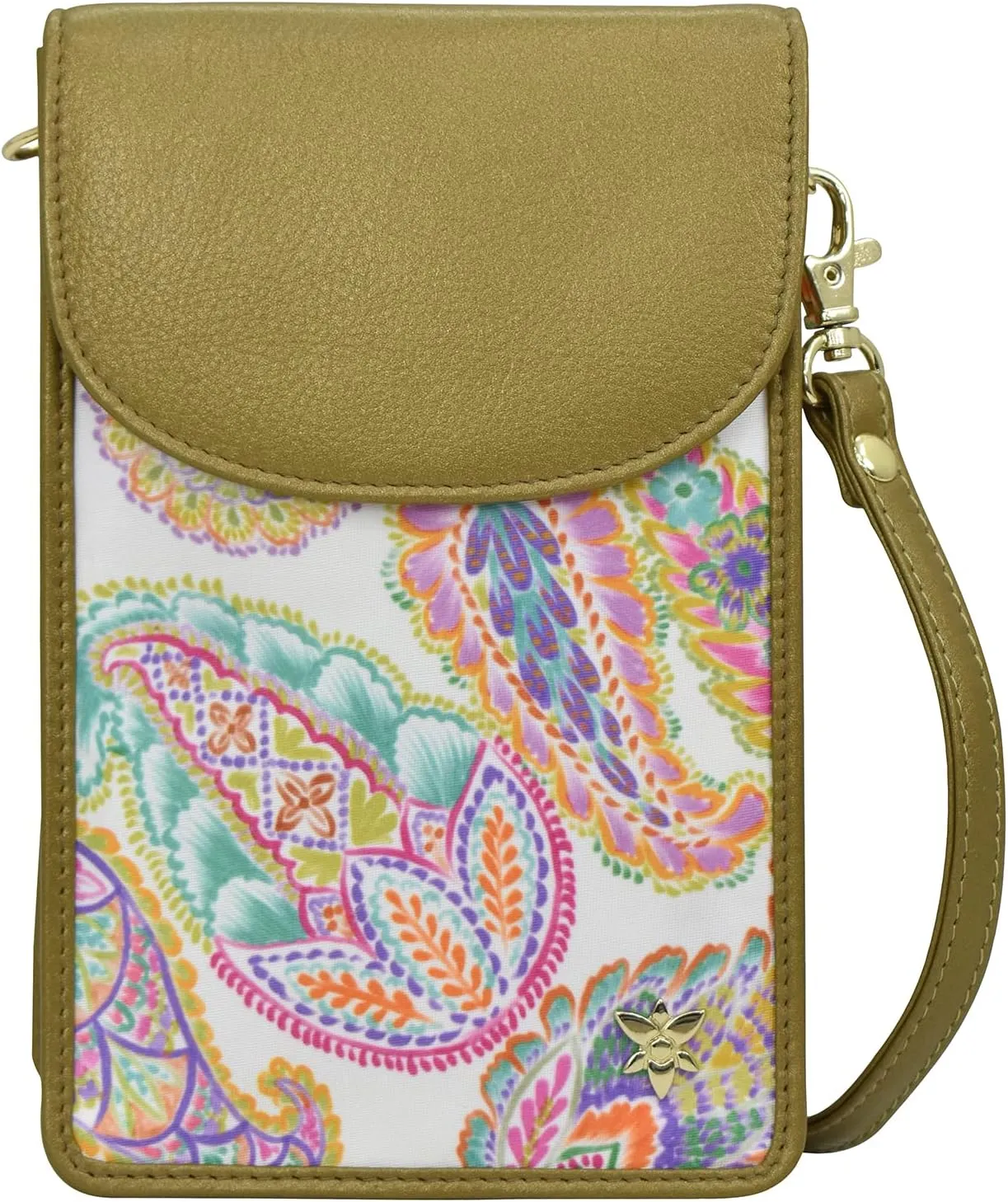 Anuschka Cell Phone Crossbody RFID Blocking Wallet - Wanderlust Collection - Nylon Fabric with Genuine Leather Trim