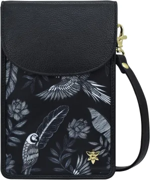 Anuschka Cell Phone Crossbody RFID Blocking Wallet - Wanderlust Collection - Nylon Fabric with Genuine Leather Trim