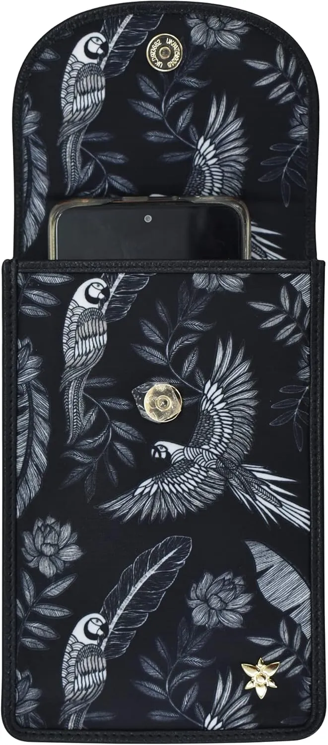 Anuschka Cell Phone Crossbody RFID Blocking Wallet - Wanderlust Collection - Nylon Fabric with Genuine Leather Trim