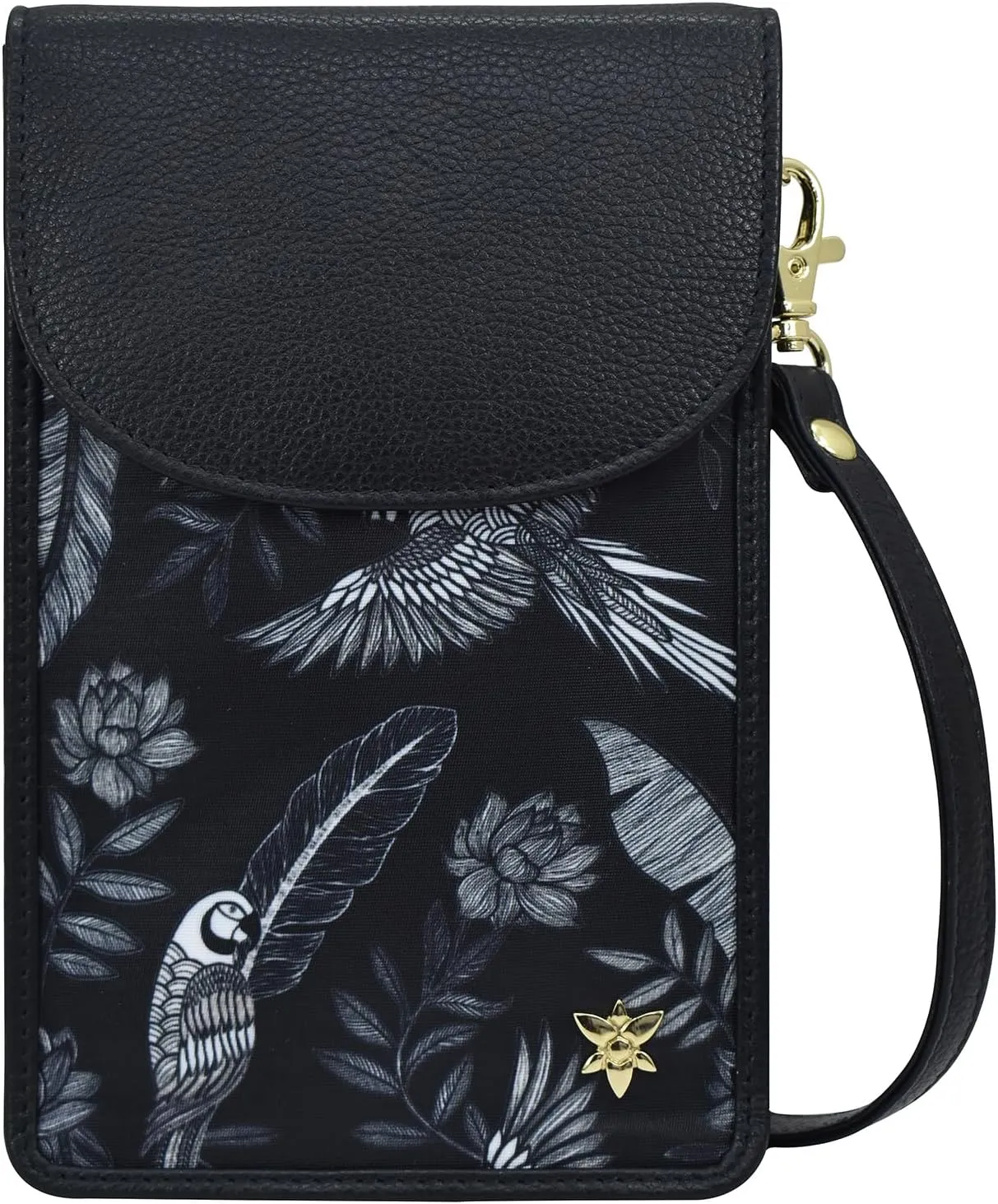 Anuschka Cell Phone Crossbody RFID Blocking Wallet - Wanderlust Collection - Nylon Fabric with Genuine Leather Trim