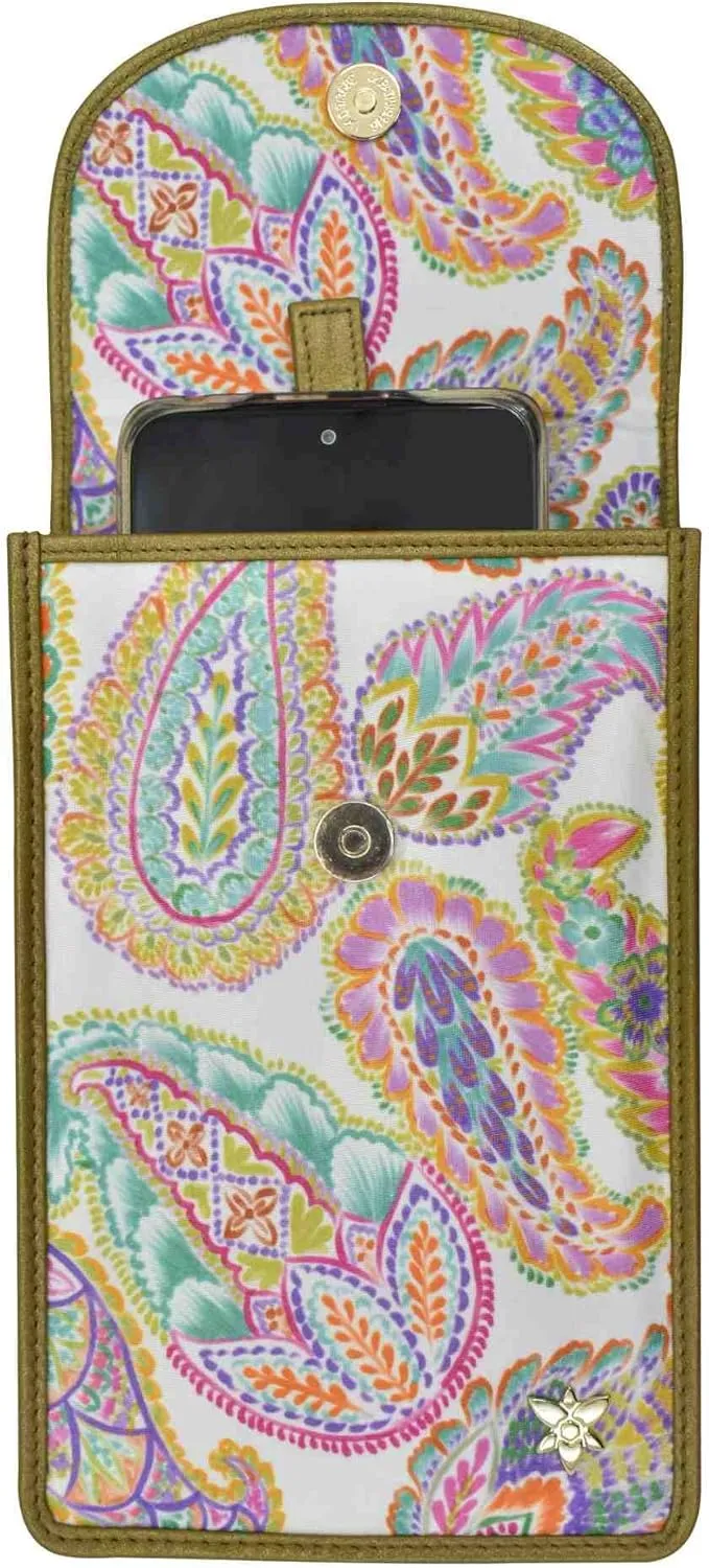Anuschka Cell Phone Crossbody RFID Blocking Wallet - Wanderlust Collection - Nylon Fabric with Genuine Leather Trim