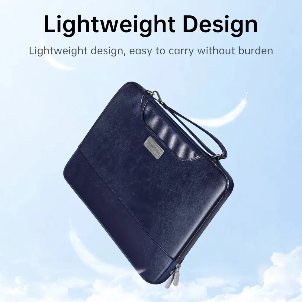 ANYPACK Laptop Handbag Black Vegan Leather Sleek Protector Durable Lightweight For Travel And Work