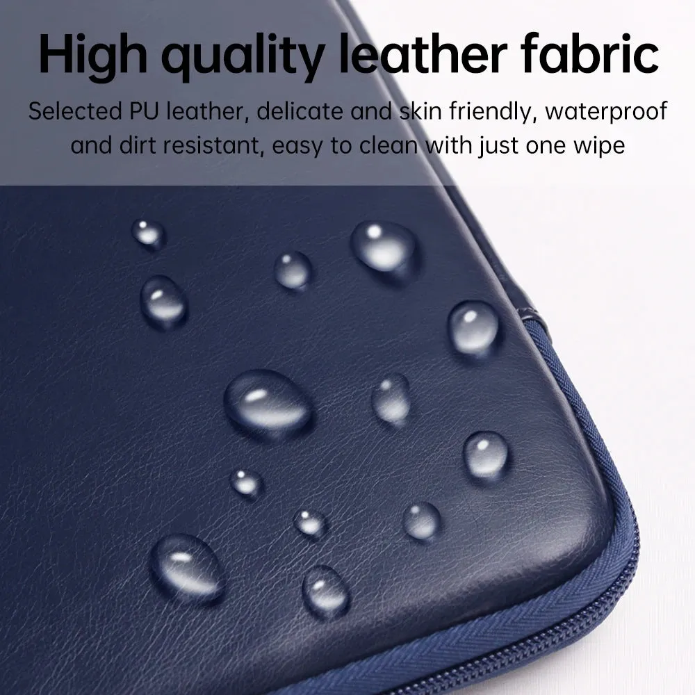 ANYPACK Laptop Handbag Black Vegan Leather Sleek Protector Durable Lightweight For Travel And Work