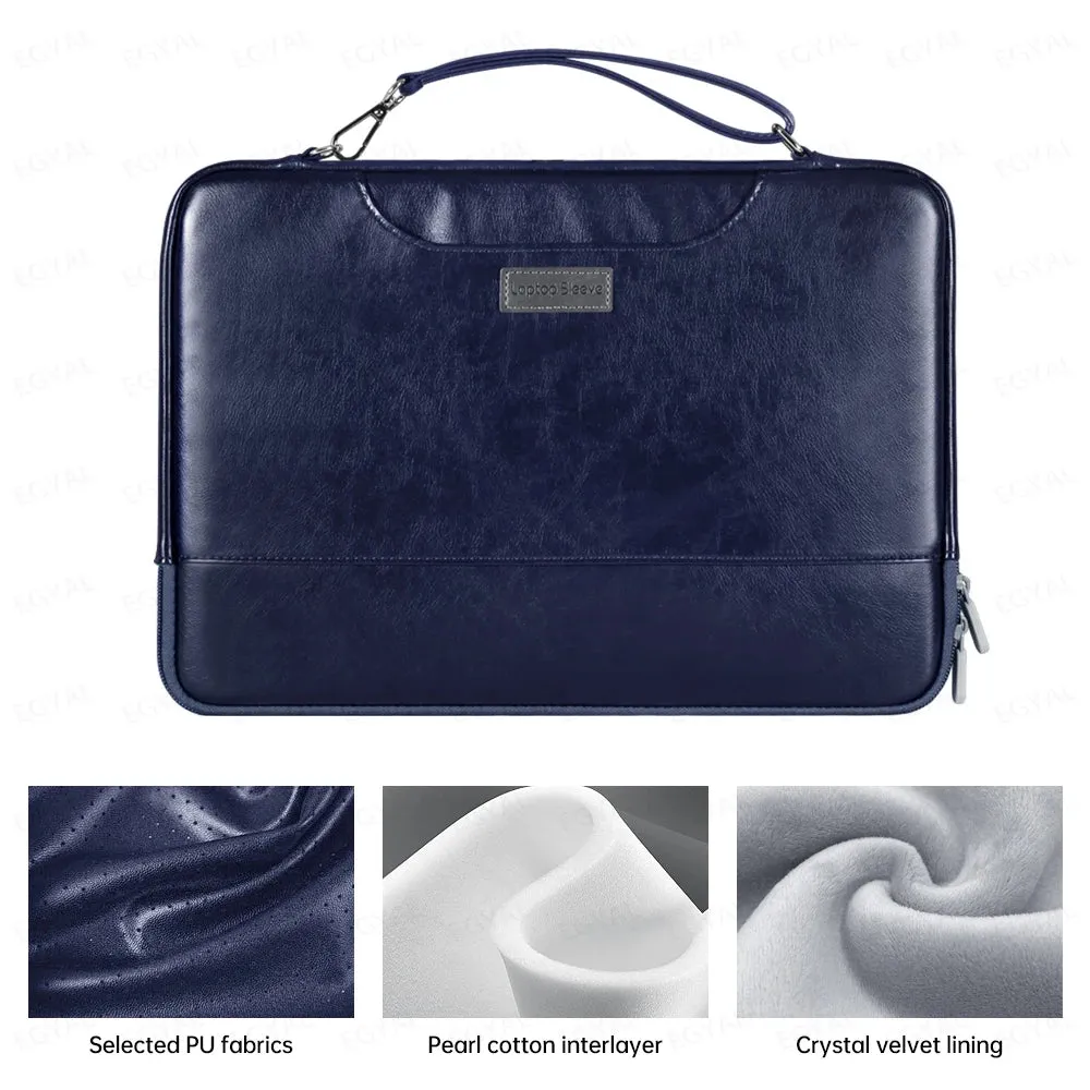 ANYPACK Laptop Handbag Black Vegan Leather Sleek Protector Durable Lightweight For Travel And Work