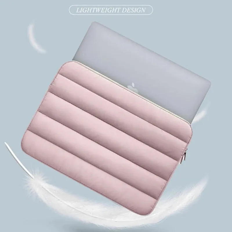 ANYPACK Laptop Handbag Pink Puffy Sleeve Case Multi Functional Compartments For Business