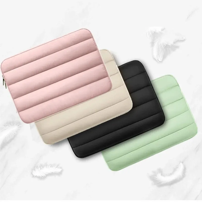 ANYPACK Laptop Handbag Pink Puffy Sleeve Case Multi Functional Compartments For Business