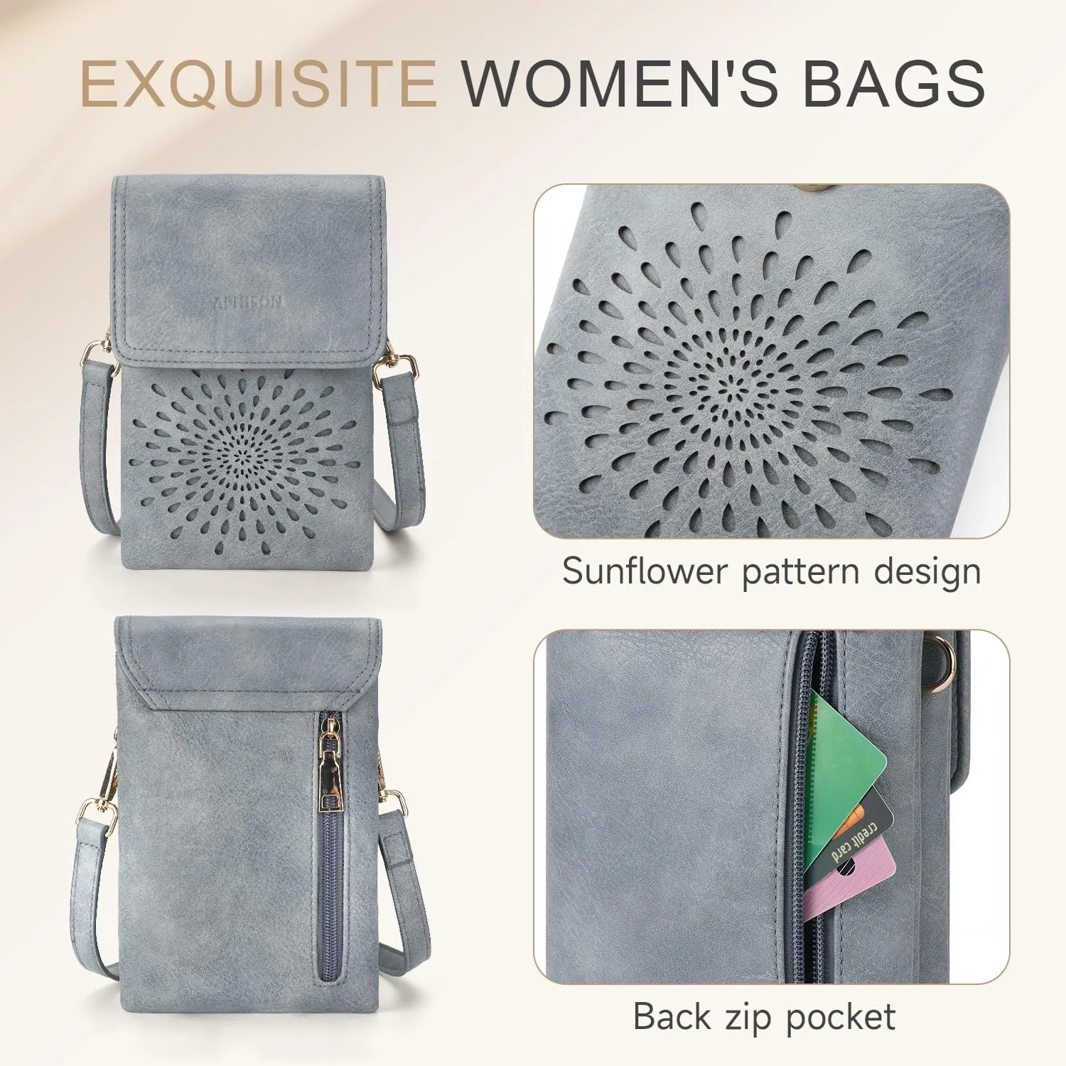 APHISON Small Crossbody Bags for Women Trendy, Leather Crossbody Phone Purses Handbags with Adjustable Strap
