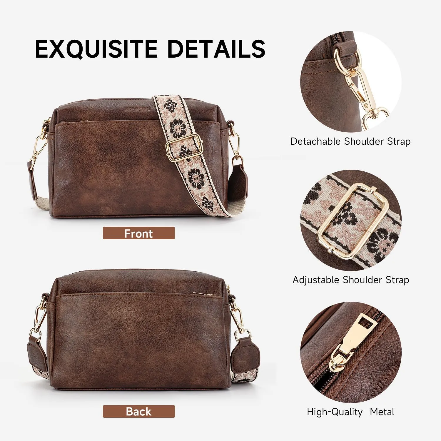 APHISON Small Crossbody Bags for Women, Triple Zip Crossbody Cell Phone Purse Shoulder Handbags with Adjustable Strap
