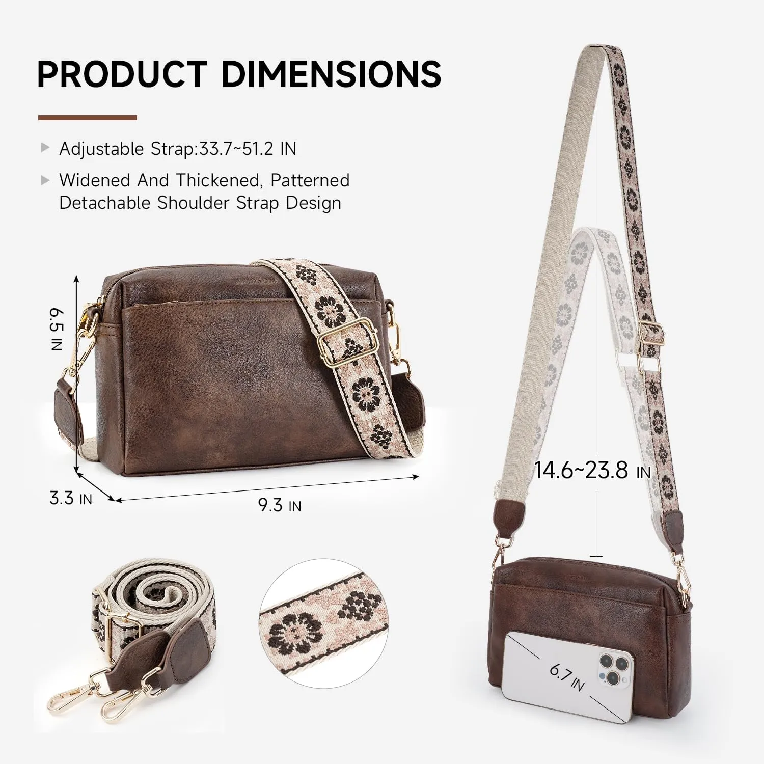 APHISON Small Crossbody Bags for Women, Triple Zip Crossbody Cell Phone Purse Shoulder Handbags with Adjustable Strap