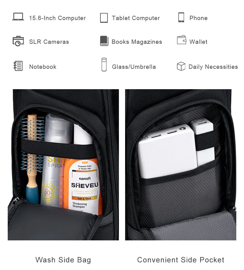 Arctic Hunter i-Braverz Multicompartment Laptop Backpack Business Travel USB Laptop Bag (15.6")
