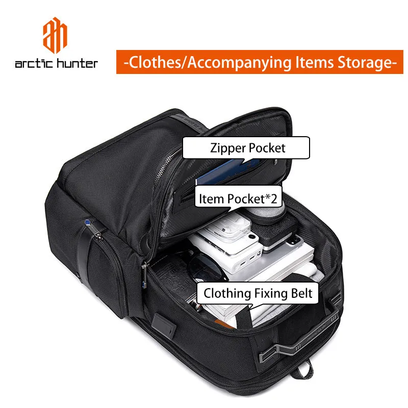 Arctic Hunter Premium Laptop Shoulder Backpack TSA Friendly Opening Water/Scratch Resistant Daypack with Built in USB/Earphone Port for Men and Women, B00449
