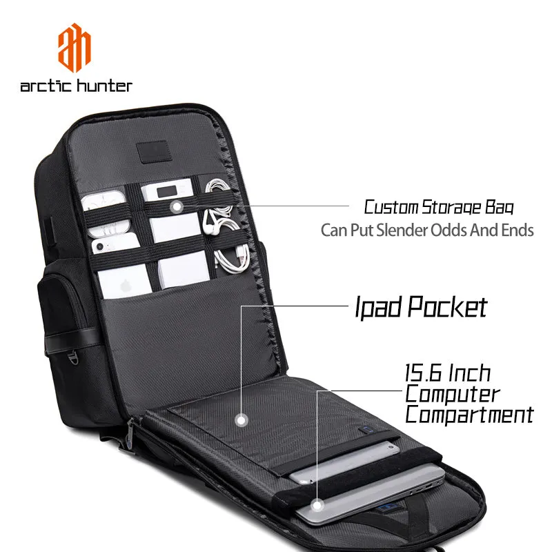 Arctic Hunter Premium Laptop Shoulder Backpack TSA Friendly Opening Water/Scratch Resistant Daypack with Built in USB/Earphone Port for Men and Women, B00449