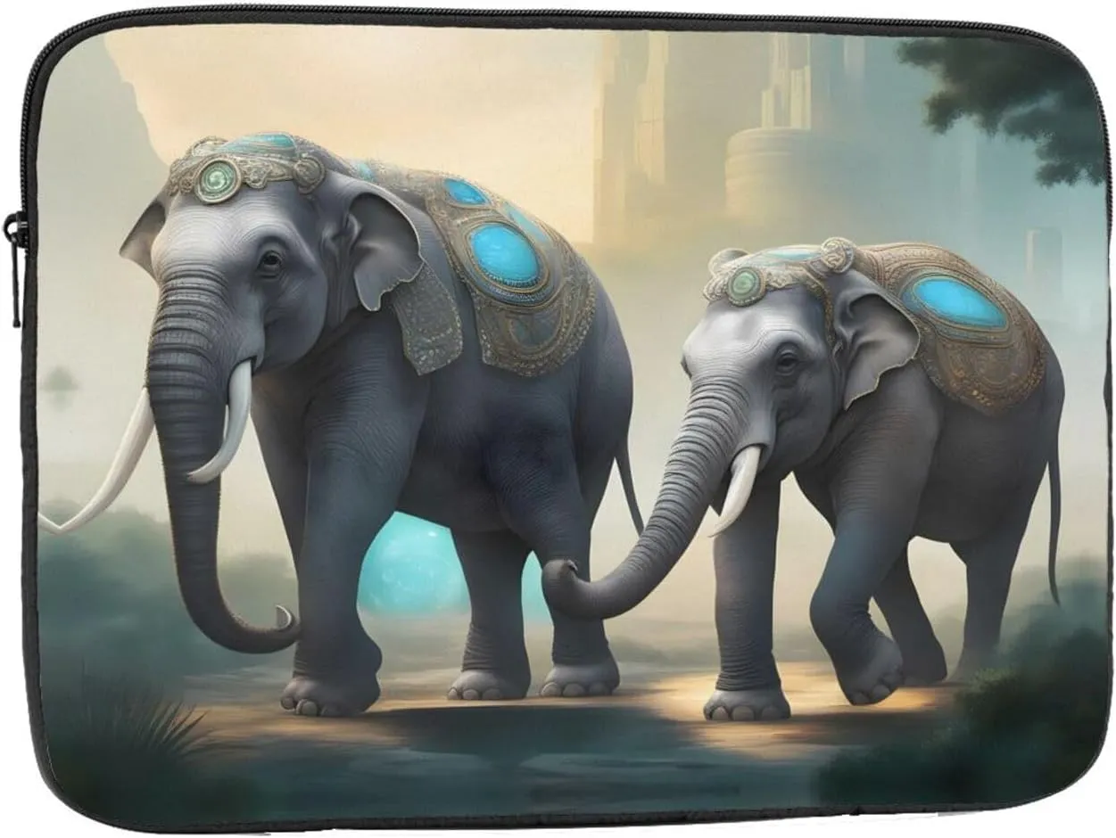 Asian Elephants Pattern Shockproof Portable Laptop 17 inch Sleeve Bag for Men and Women - Ideal for Business Travel, School, and Daily Use