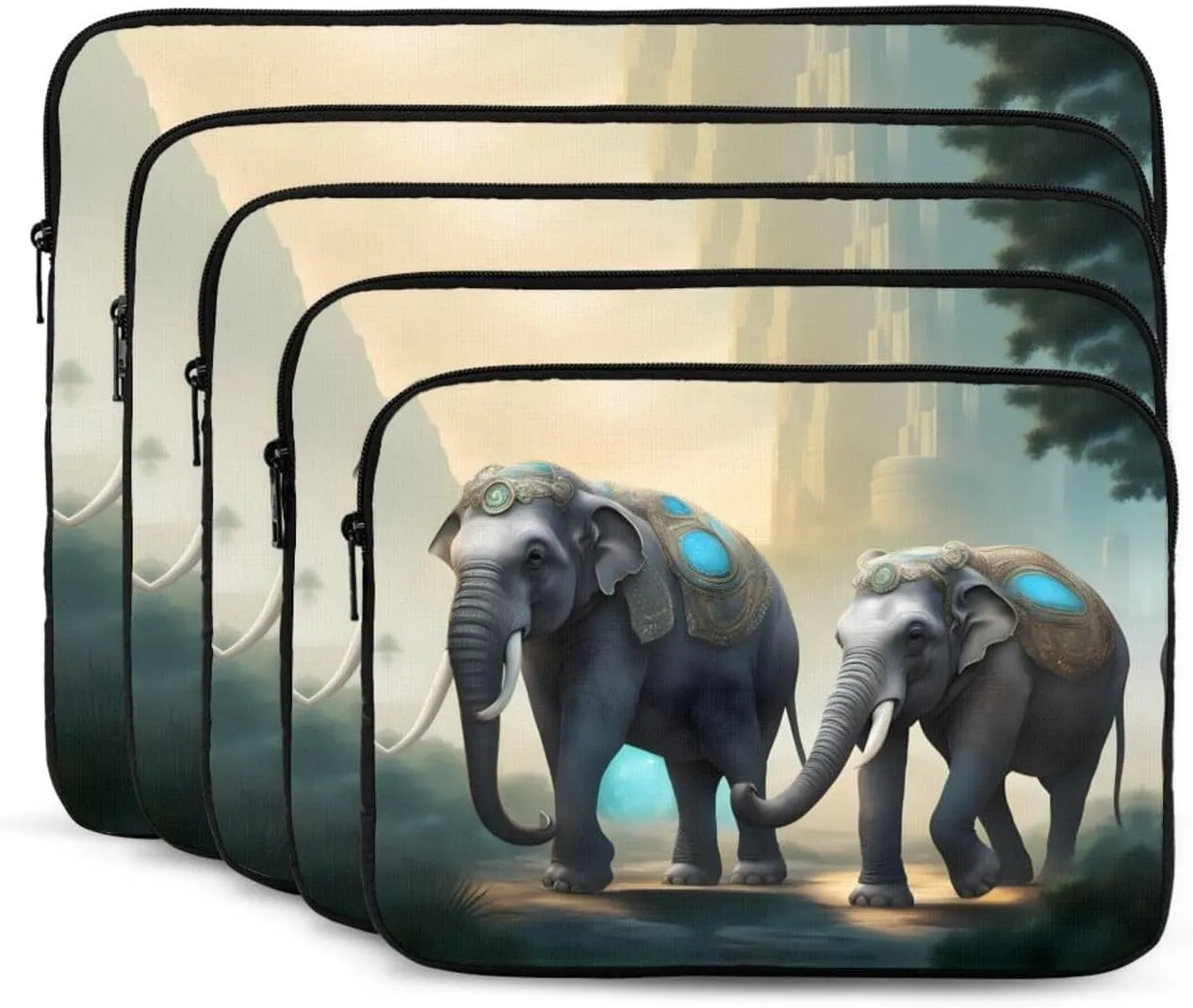 Asian Elephants Pattern Shockproof Portable Laptop 17 inch Sleeve Bag for Men and Women - Ideal for Business Travel, School, and Daily Use