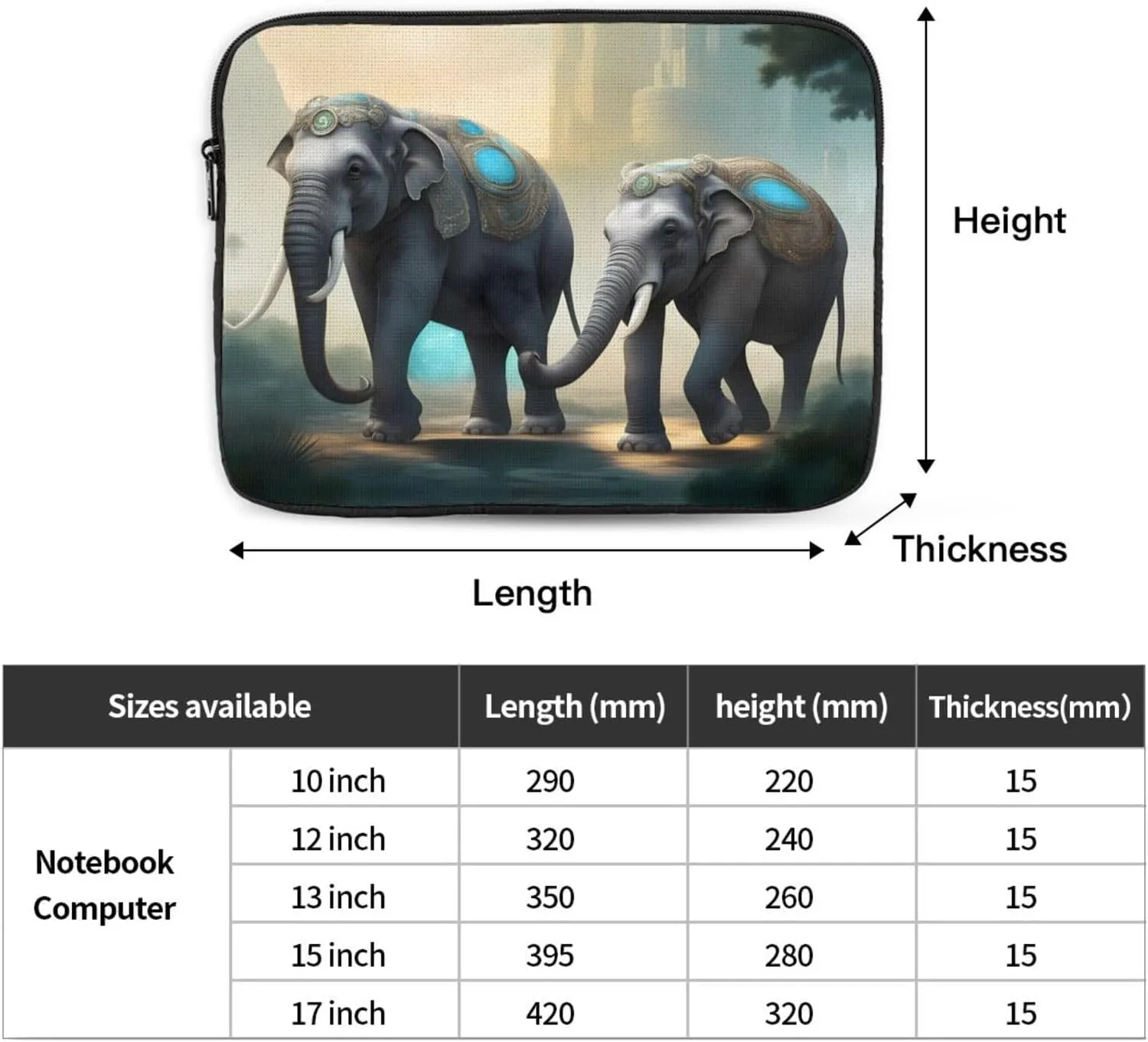 Asian Elephants Pattern Shockproof Portable Laptop 17 inch Sleeve Bag for Men and Women - Ideal for Business Travel, School, and Daily Use