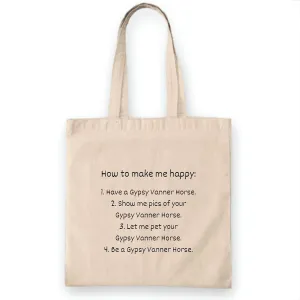 Ask me about my Gypsy Vanner Horse funny cute for horse lovers Natural White Multicolor Canvas Tote Bag