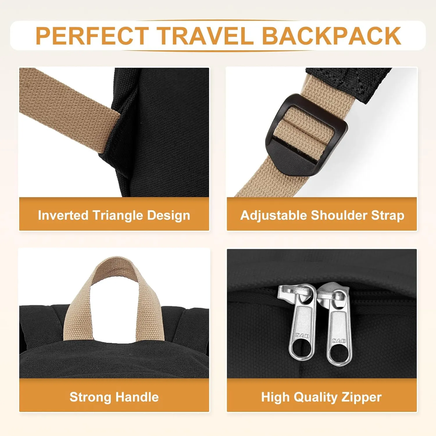 Backpack for School Women Men, Canvas Backpack Bookbag for Teens Girls Boys, Lightweight College School Back Pack Book Bag Casual Daypack Mochilas Escolares para Adolescentes