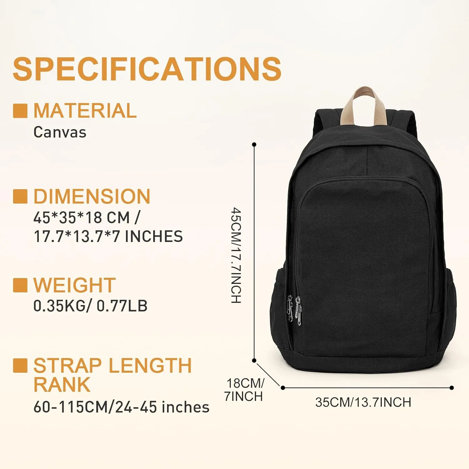 Backpack for School Women Men, Canvas Backpack Bookbag for Teens Girls Boys, Lightweight College School Back Pack Book Bag Casual Daypack Mochilas Escolares para Adolescentes
