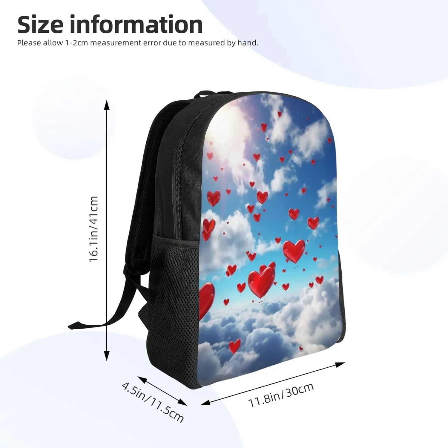 Backpack Hearts In The Sky Travel Casual Laptop Backpack Waterproof Hiking Daypack For Men Women