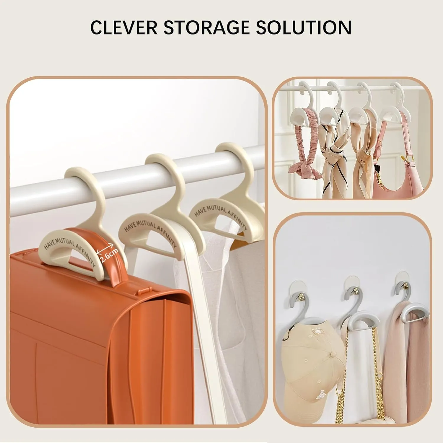 Bag Hanger - Purse Hooks for Closet - Over Closet Rod Hanger for Organizer Storage Purses | Backpacks |Satchels | Crossovers | Handbags | Tote is Ideal Wardrobe Storage Solution（4 Pack）