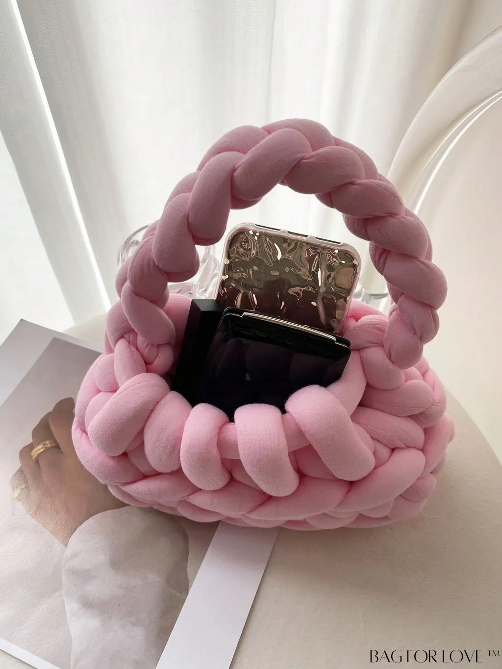 BagForLove - Compact Solid Color Top Handle Crochet Bag