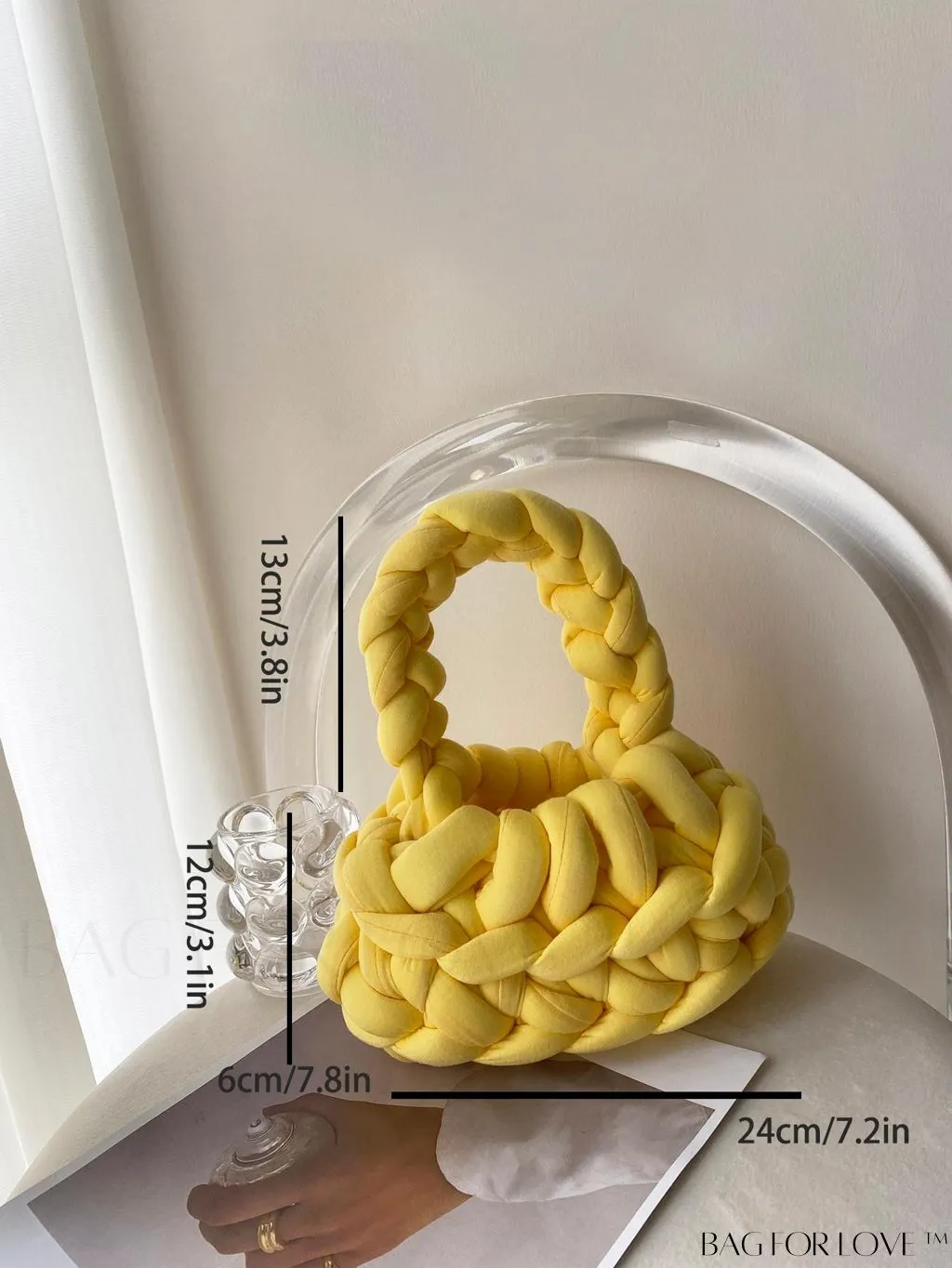 BagForLove - Polyester Yellow Crochet Bag - Top Handle for Stylish Vacation Fashion