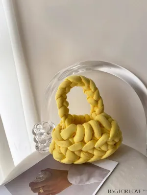 BagForLove - Polyester Yellow Crochet Bag - Top Handle for Stylish Vacation Fashion