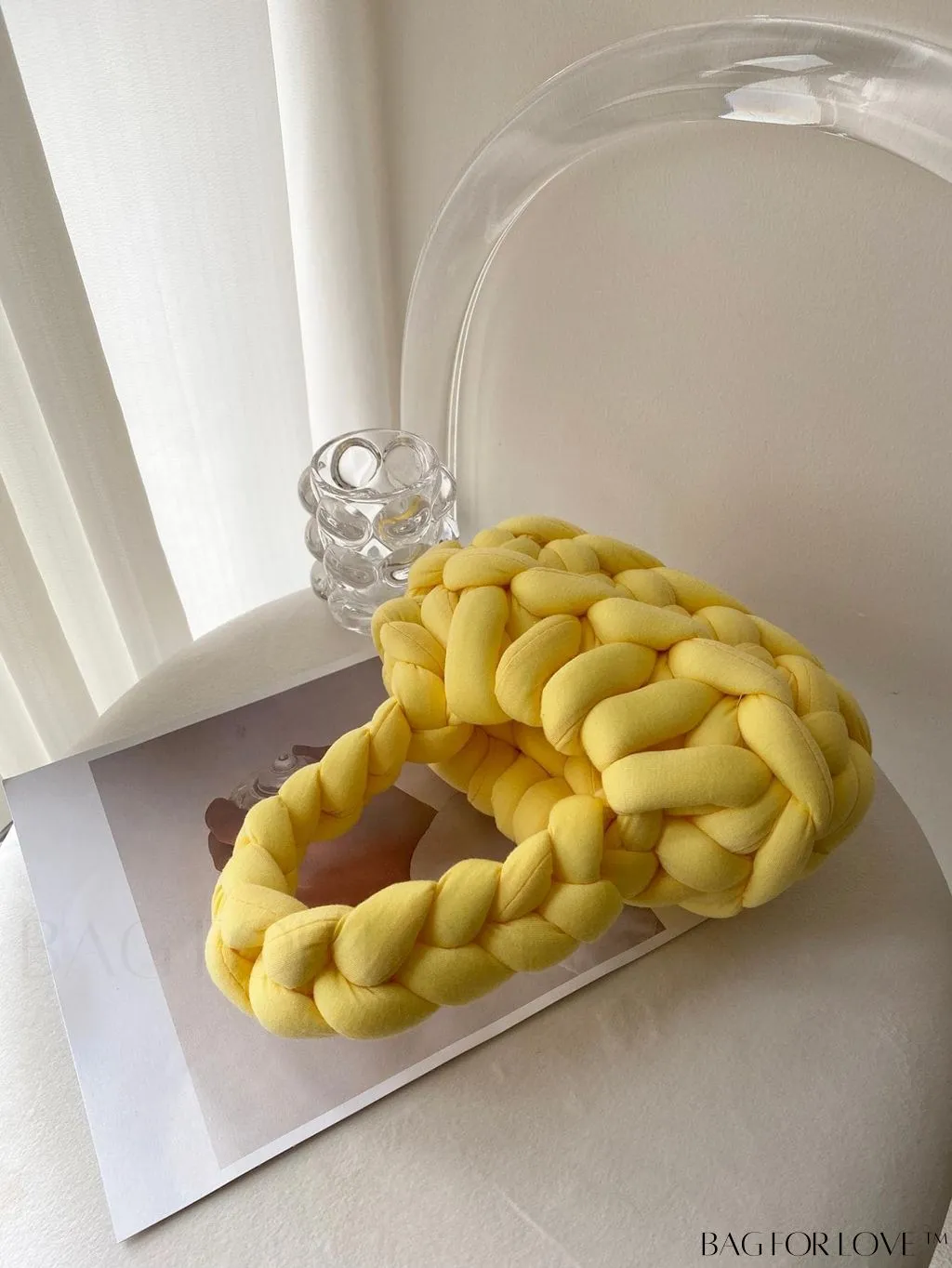 BagForLove - Polyester Yellow Crochet Bag - Top Handle for Stylish Vacation Fashion