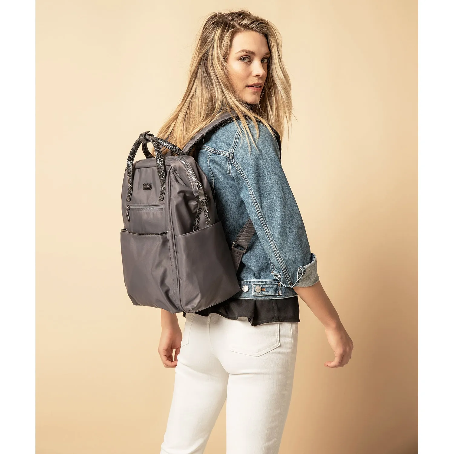 Baggallini Soho Backpack Dark Grey Camo Nylon