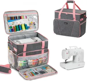 BAGSFY Large Sewing Machine Carrying Case, Sewing Machine Bag, Travel Tote Bag Compatible with Brother, Singer, Bernina & Standard Size Sewing Machines.