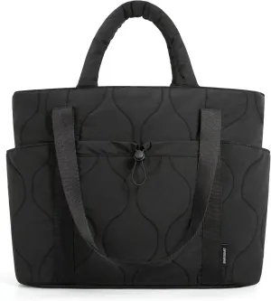 BAGSMART Puffer Tote Bag for Women, Quilted Travel Top Handle, Large Lightweight Shoulder Handbags with Zipper