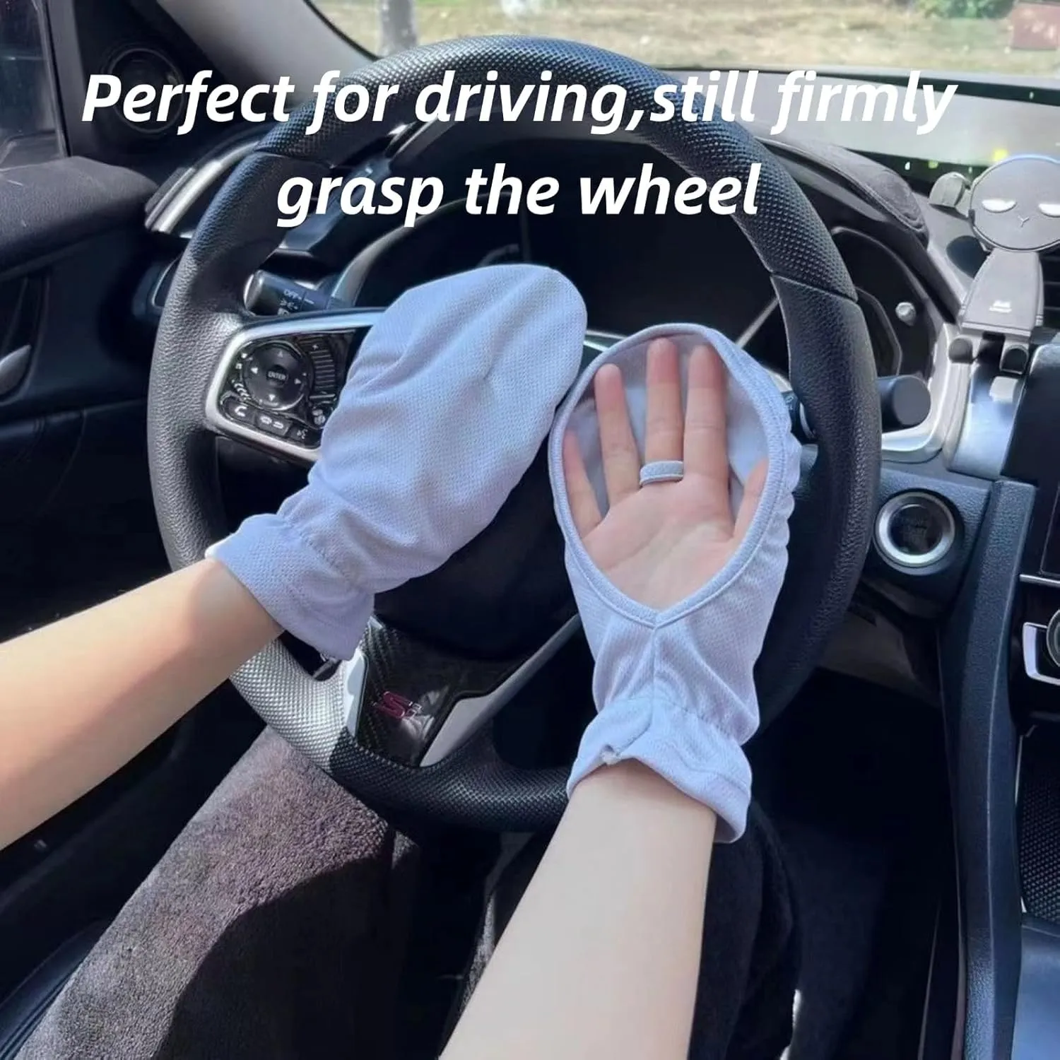 Bamboo Fiber Driving Gloves Women 2 Pairs UV Protection Hand Shields Sun Blocking Summer Fingerless Gloves