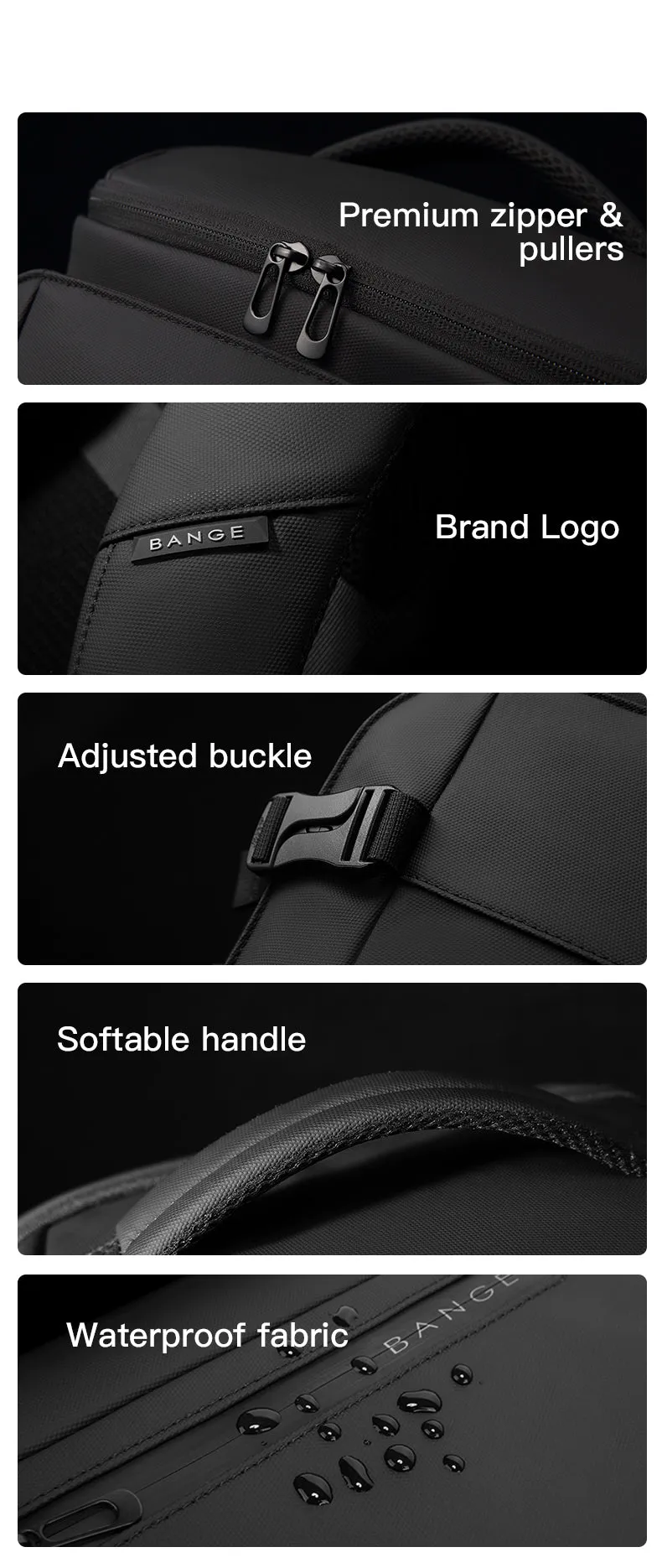 Bange i-Kernanz Water Resistant Hidden Compart Big Capacity Multi Compartment Ultra Light Travel Laptop Backpack (15.6")
