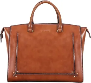 Banuce Vintage Leather Briefcase for Women Stylish 14 inch Laptop Tote Bag with Luggage Strap Brown