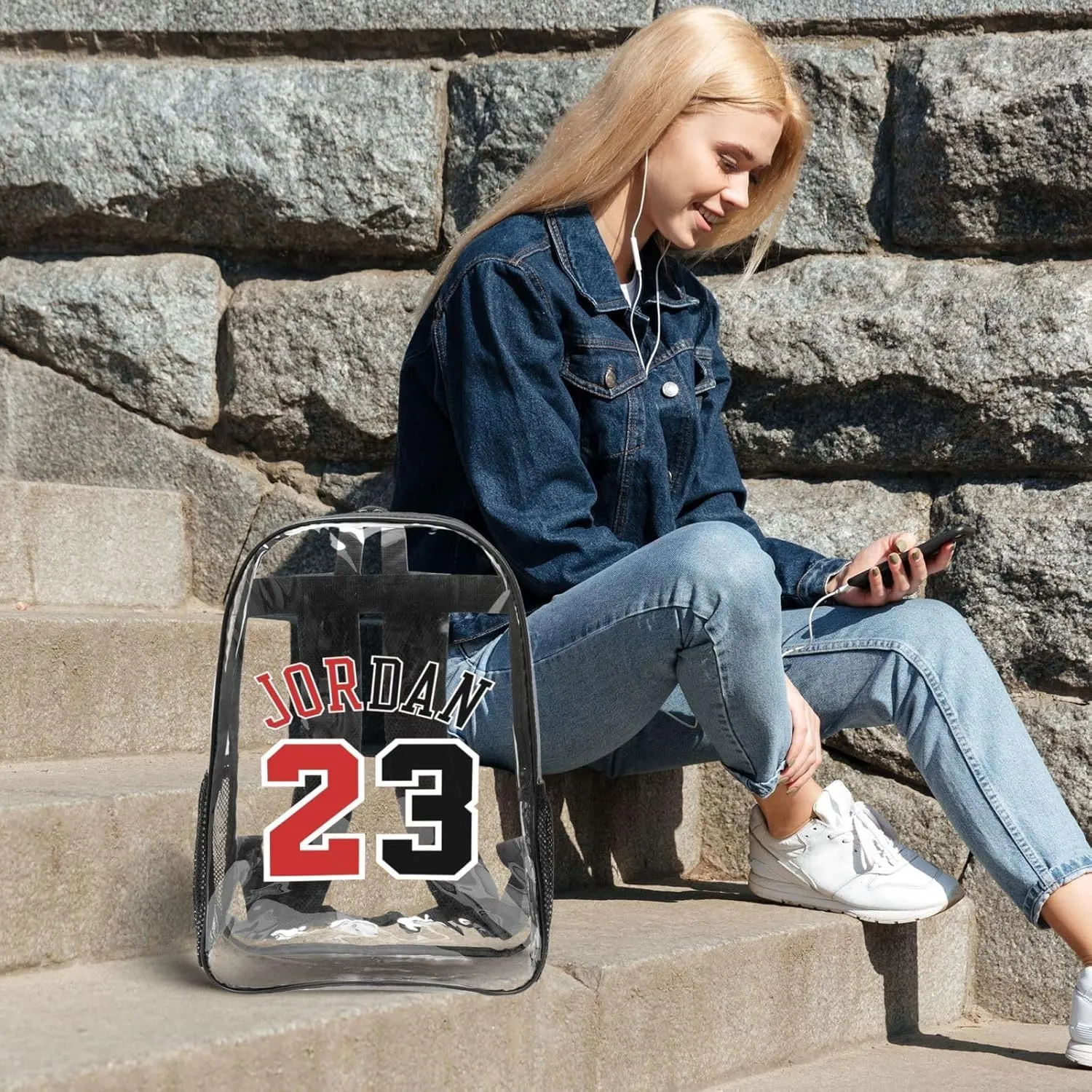 Basketball Goat 23 Transparent Backpack 16 Inch Laptop Backpack Large Capacity Backpack Travel Bag