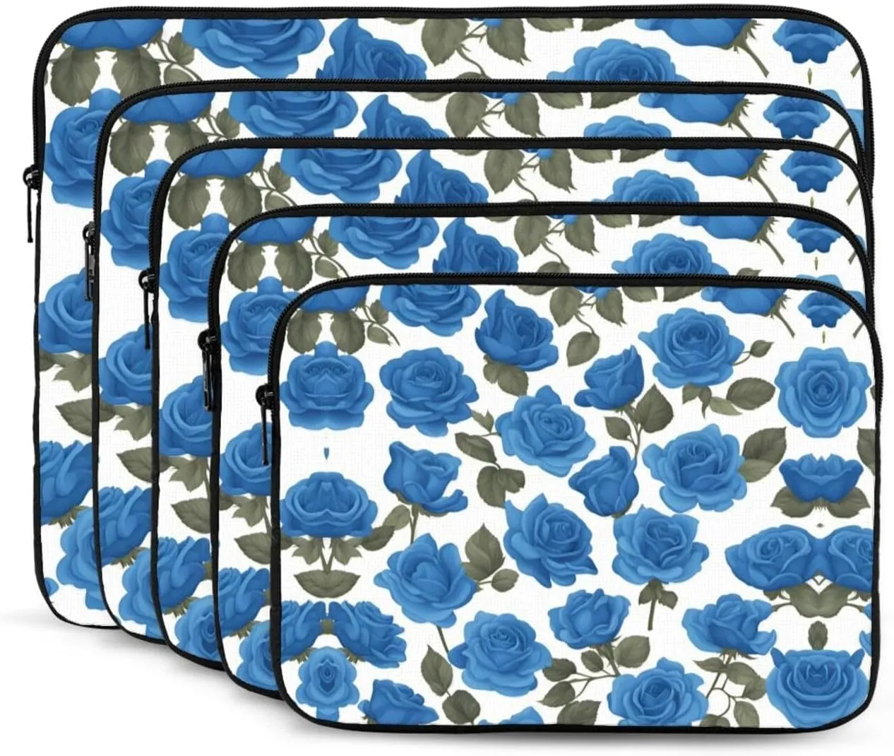 Beautiful Blue Roses Pattern Shockproof Portable Laptop 15 inch Sleeve Bag for Men and Women - Ideal for Business Travel, School, and Daily Use