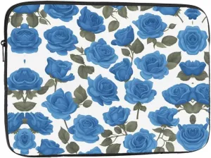 Beautiful Blue Roses Pattern Shockproof Portable Laptop 15 inch Sleeve Bag for Men and Women - Ideal for Business Travel, School, and Daily Use