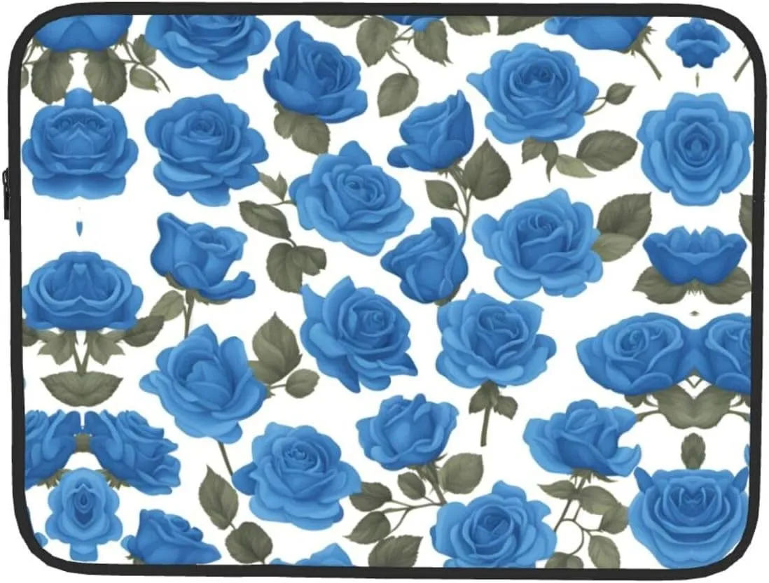 Beautiful Blue Roses Pattern Shockproof Portable Laptop 15 inch Sleeve Bag for Men and Women - Ideal for Business Travel, School, and Daily Use